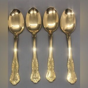 RSVP Flatware Gold Electroplate Floral Teaspoons RXV2 Set Of 4
